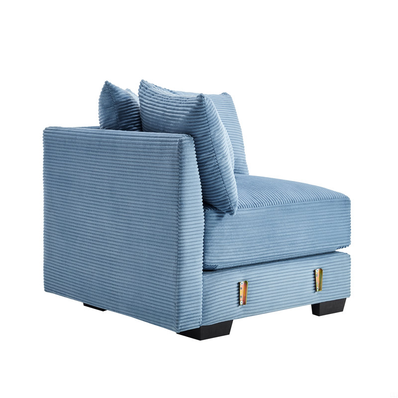 28 Corner Sofa W/Pillows Corduroy, Blue
