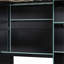 Lit mezzanine en bois pleine grandeur avec bureau, garde-robe ouverte, compartiments de rangement et lumières RVB-2056033278