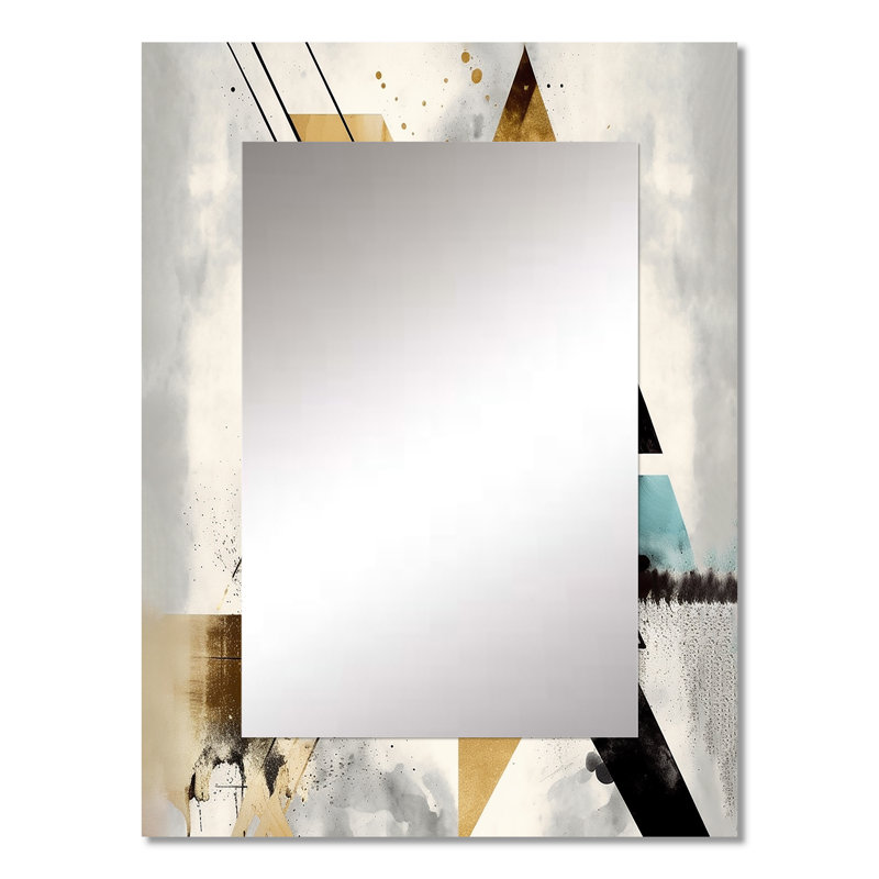 Green Triangle Boho III - miroir décoratif géométrique, miroir mural moderne, impression d'art en métal, 32 po x 24 po