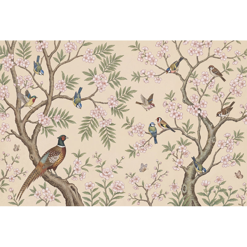 Décoration murale amovible à motif floral branches de cerisier en fleurs, Non tissé, 160 po x 108 po