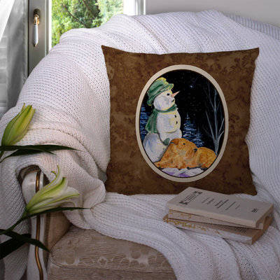 Coussin décoratif intérieur / extérieur Snowman with Welsh Terrier