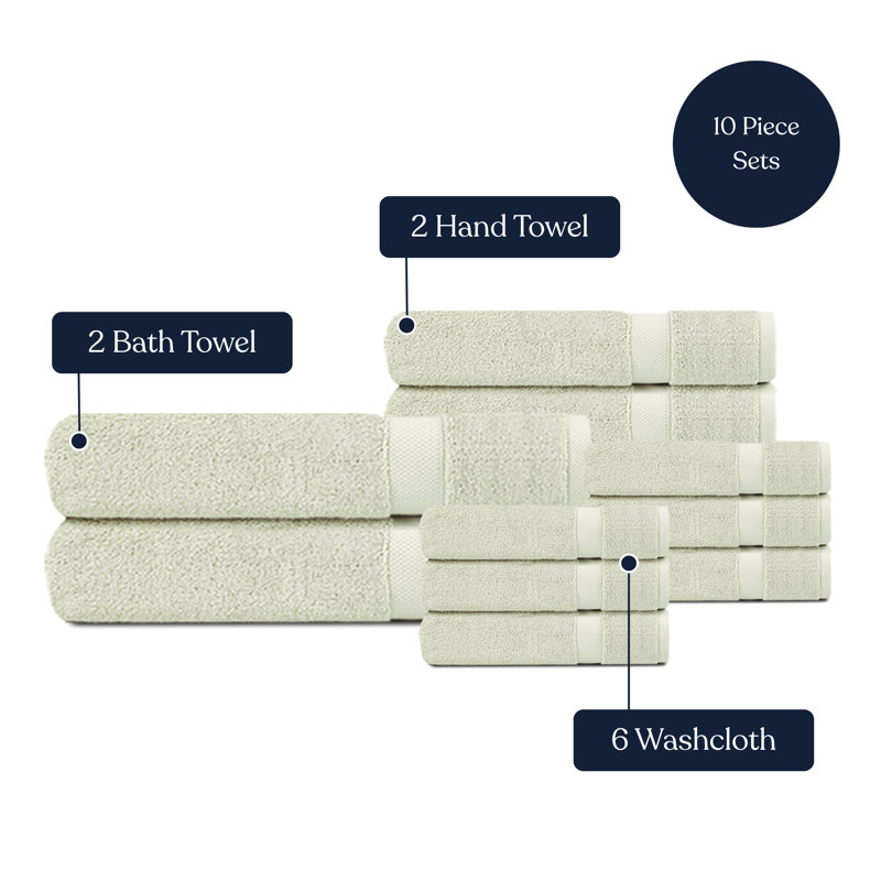 Ensemble de 10 serviettes en coton Delara, Teinté vert