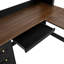 Bureau d'ordinateur en L peu encombrant avec plateau à clavier et stations de recharge, bureau d'angle en noyer de ferme avec huche arquée, bureau personnel tout-en-un avec tiroirs classeurs pour bureau, noir