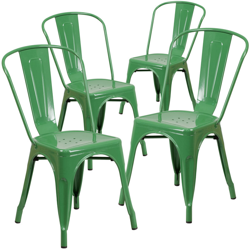 Commercial GradeMetal Indoor-Outdoor Stackable Chair, Green