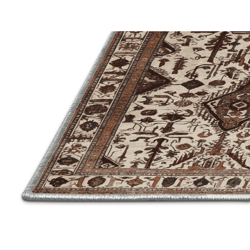 Machine Washable Persian Beige Area Rug, Square 8'
