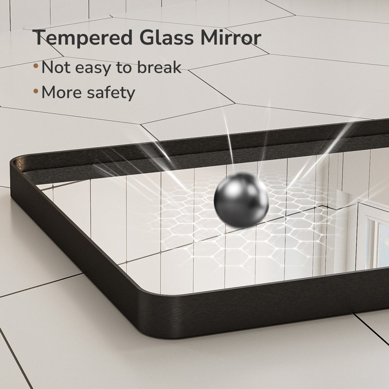 Bathroom Mirror with 1.2" Thick Aluminum Alloy Frame,Wall Mirror with Tempered Glass,Accent Mirror for Entryway,Dining Room,Bedroom