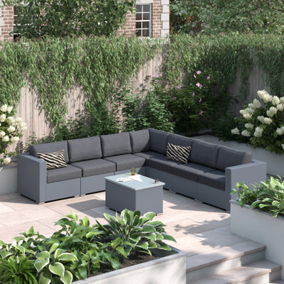 Everlee 7 - Person Modular Patio Conversation Set with Cushions