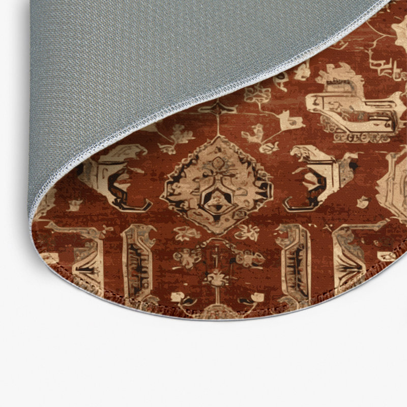 Tapis d'intérieur et d'extérieur brun Persian, Rond 5 pi