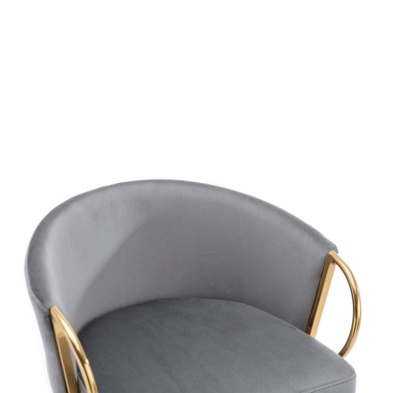 Ensemble de 2 tabourets de bar avec repose-pieds chromé, siège en velours et pieds dorés pour une assise élégante et confortable