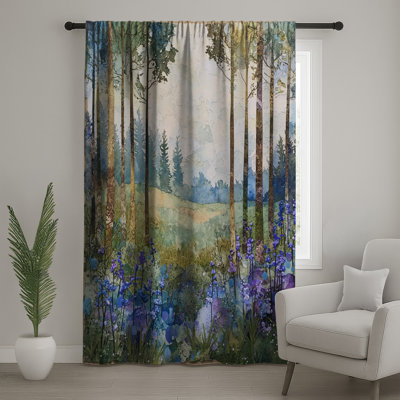 Forest Landscape With Wildflowers Window Curtains, Landscape Sheer & Blockout Curtains - 1 Panel