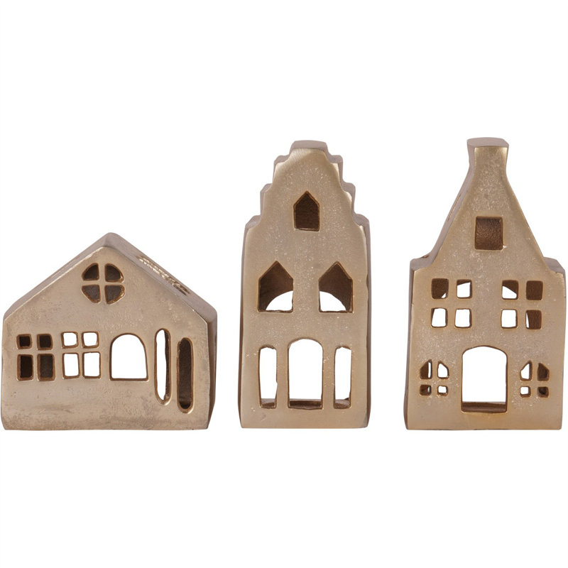 Laura Ashley Hand Crafted House's Set of 3, Champagne Gold