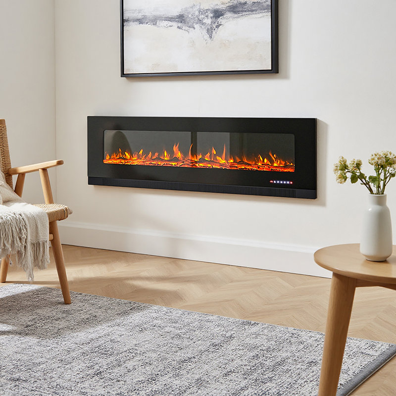 Metro Lane 182.9cm W Black Electric Fireplace