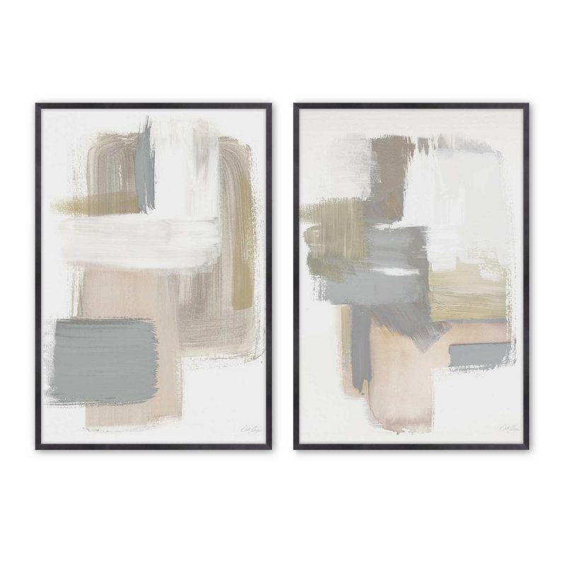 Ballet Set of 2 Print on Archival Matte Paper in Frame, Weathered Zinc, 15.25" H x 12.25" W x 1.25" D