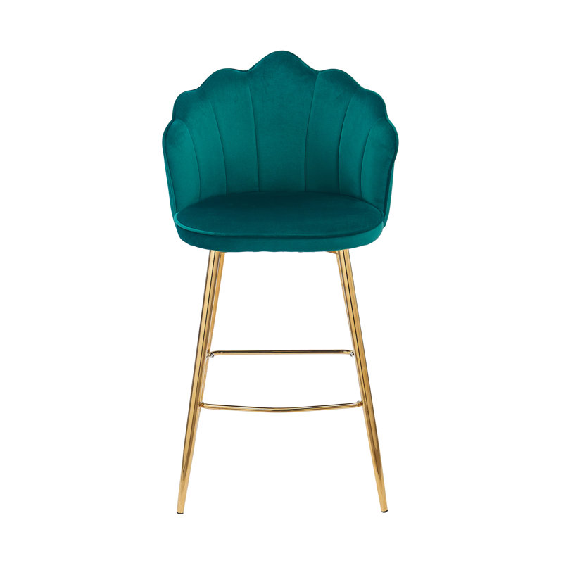 Sahuarita Upholstered and Velvet Bar Stool, Green