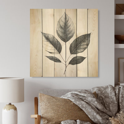 Contour de feuille d'onyx noir - feuilles, art mural sur bois de pin naturel