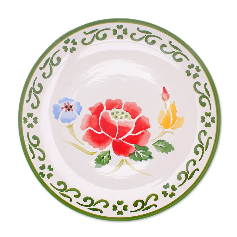 Handmade Earthenware Dinner Plate, Green