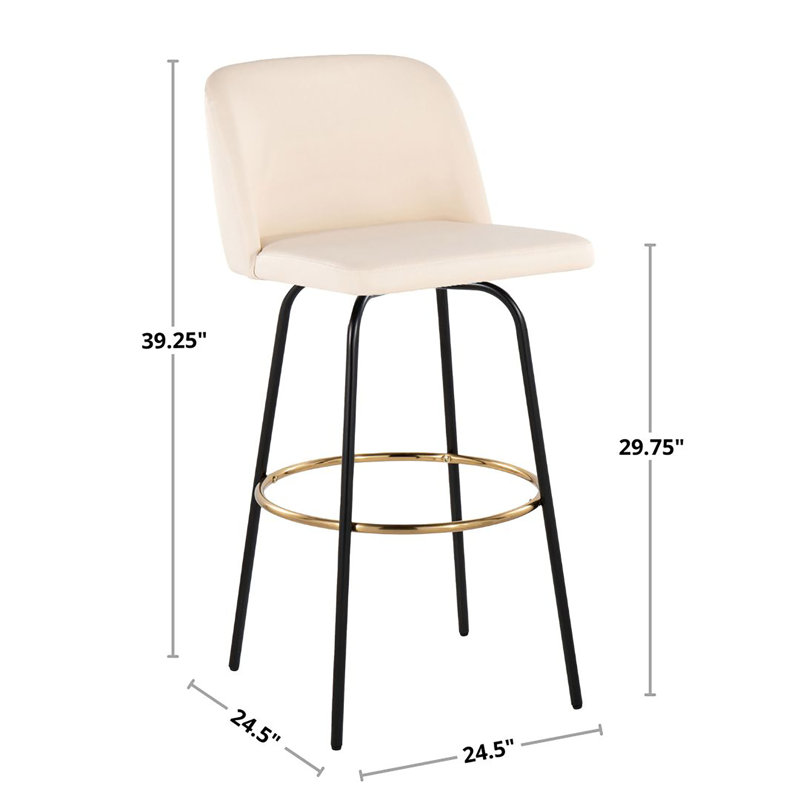 Thea 30" Fixed-Height Bar Stools with Metal Legs & Round Footrest