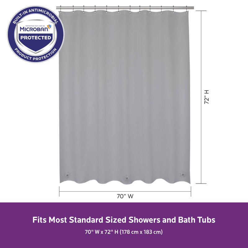 Wayfair Basics® Microban Protected PEVA Solid Color Single Shower Curtain Liner, Gray