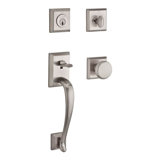 Napa Single Cylinder Handleset with Round Door Knob and Traditional Square Rose with Smartkey