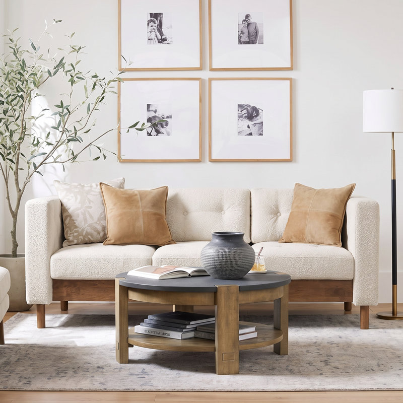 Canapé moderne en chenille 3 places Elwyn, Beige