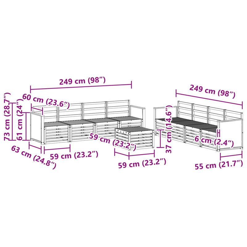  Outdoor Sofa Set 9 Pcs, Natural