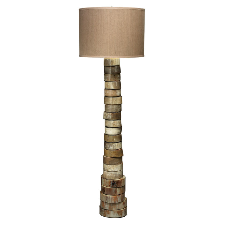 Stacked Floor Lamp, Faux Horn, Elephant Hemp