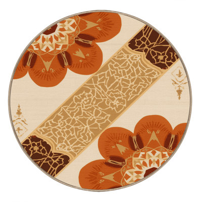 Tapis marocain doux et moelleux d'inspiration mondiale Temaraia Marigold brun - reliure beige