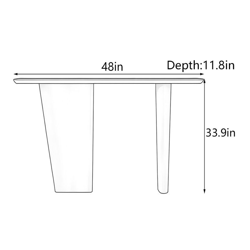 American Country Style Solid Oak Entryway Table, 33.9" H x 71.7" W x 11.8" D