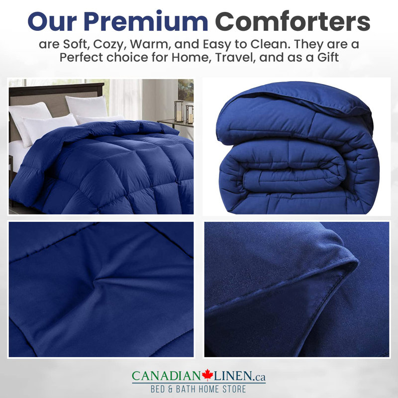 Édredon en microfibre, Bleu marine, Double / édredon double