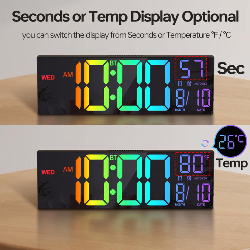 Grande horloge murale 16,2 "avec secondes