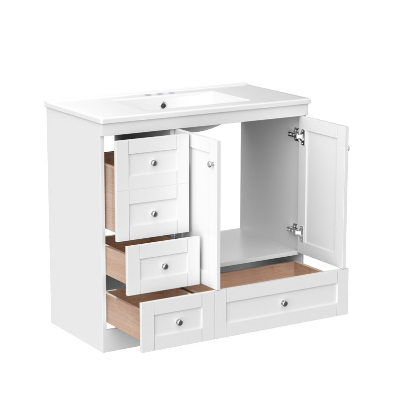 Armoire de salle de bain sur pieds 36 po avec lavabo style Shaker