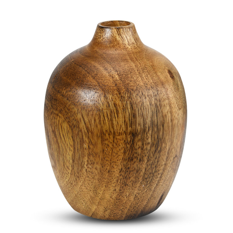 Rustic Elegance Small Round Hand-Carved Wooden Flower Paluas