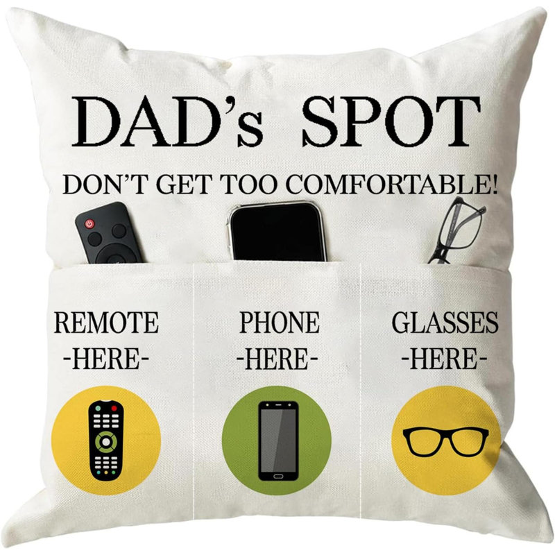 Housse de coussin pour papa Housse de coussin Coussins décoratifs Cadeaux pour Noël, Jour de l'Action de grâce, 3 poches