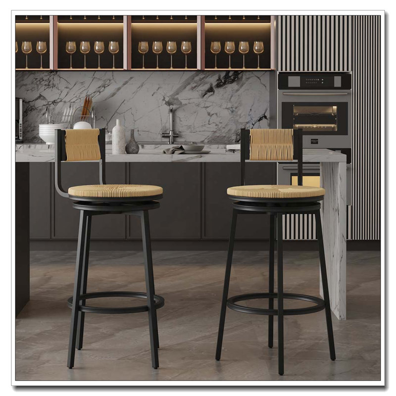 Tabourets de bar chaises de comptoir pivotantes avec structure en métal, Beige