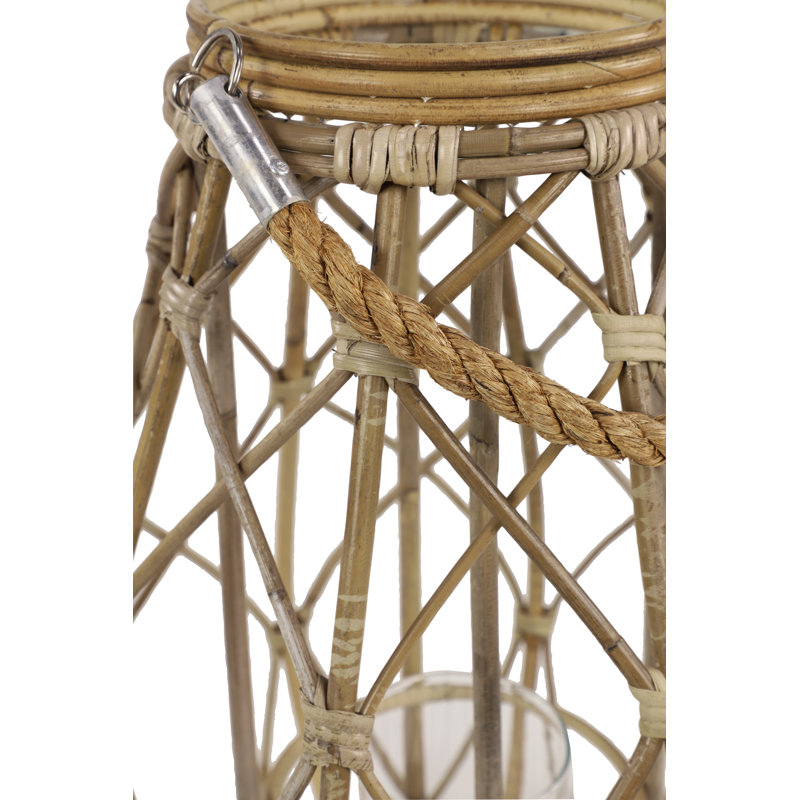 19'' H Rattan Wall Lantern, Brown