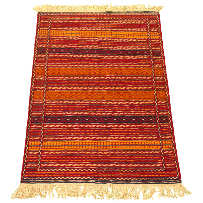 Tapis décoratif en laine de conception unique noué à la main new age kashkoli rouge/orange 3 pi 3 po x 5 pi 11 po