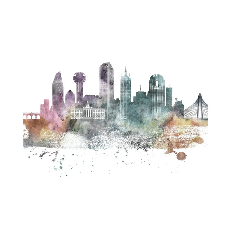 Dallas Pastel Skylines - Wrapped Canvas Print, 101.6 cm H x 66.04 cm W x 1.91 cm D