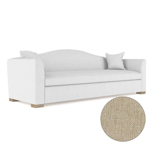 Horatio Camelback Taper Curved-Arm Sofa, Box Weave Linen Alabaster, 33" H x 96" W x 36" D, Weathered