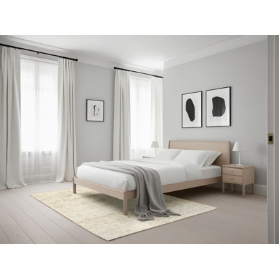 Tapis floral beige / crème