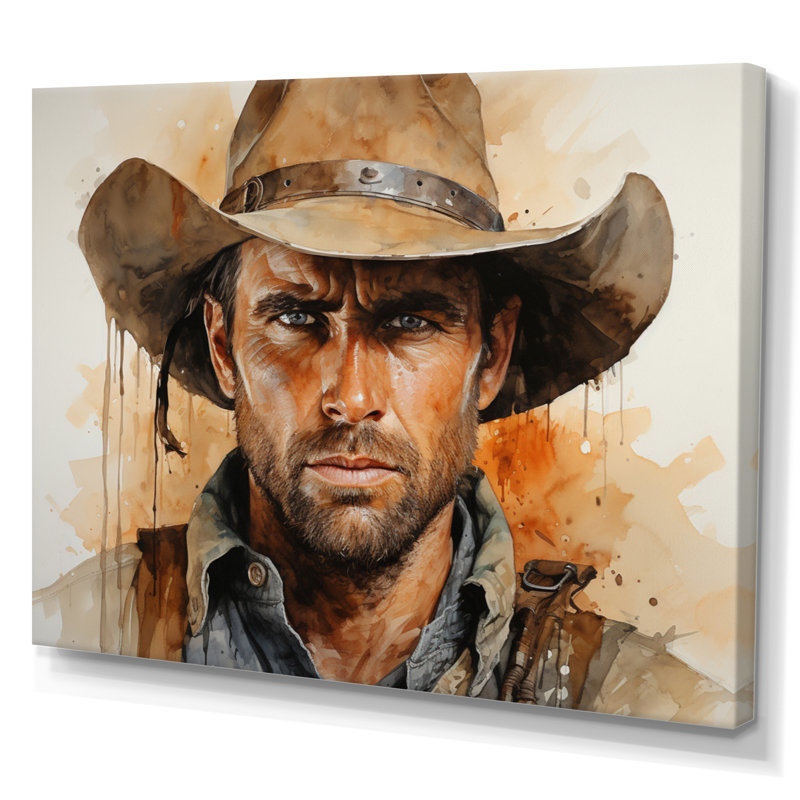 Cowboy Beneath The Wide, reproduction d'art sur toile encadrée, H 34 po x l 44 po, Toile tendue