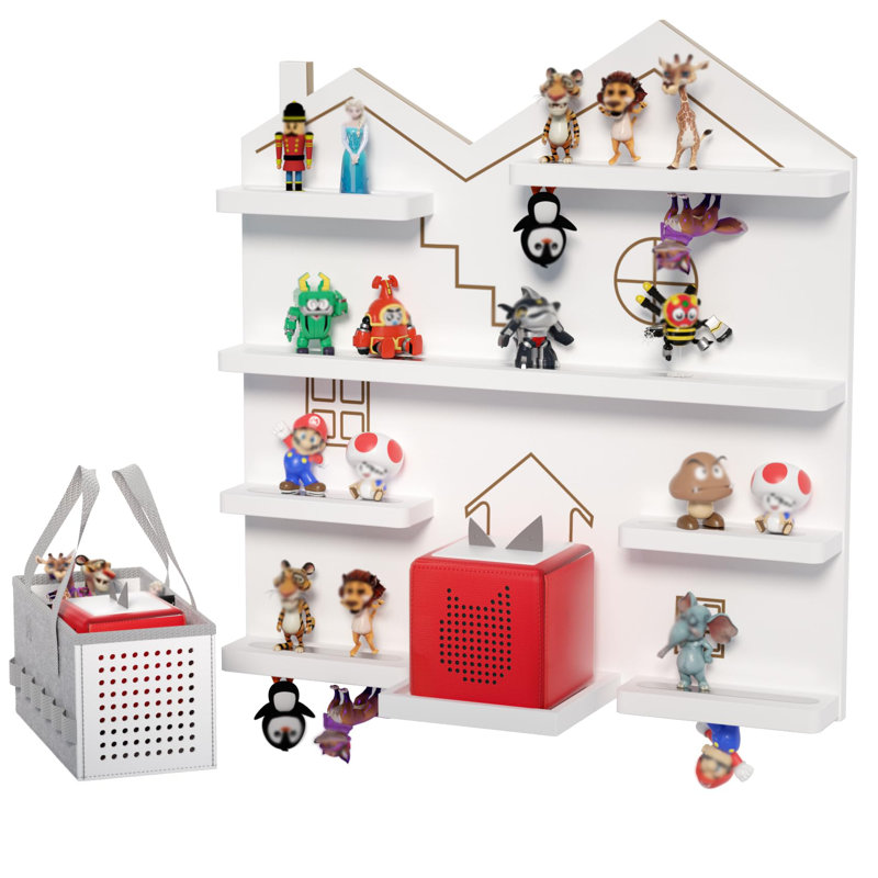 Tablettes murales flottantes, tablette magnétique, présentoir à jouets et rangement avec étui de transport portable