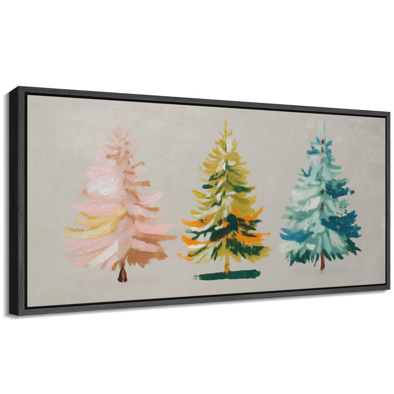 "Pastel Coloured Christmas Tree", très grandes photos, impression sur toile encadrée, H 30 po x l 60 po, Noir