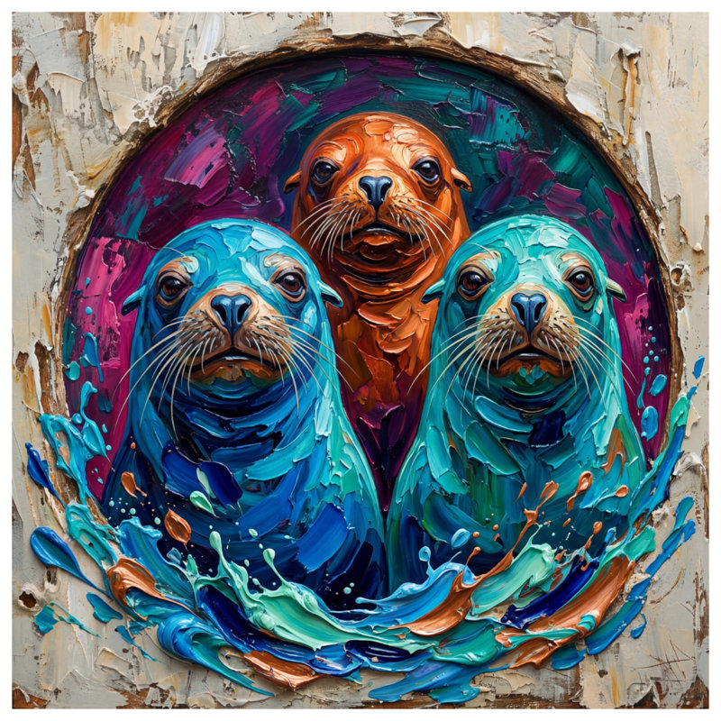 Couvre-lit matelassé coloré Colorful Seal, Full / Double
