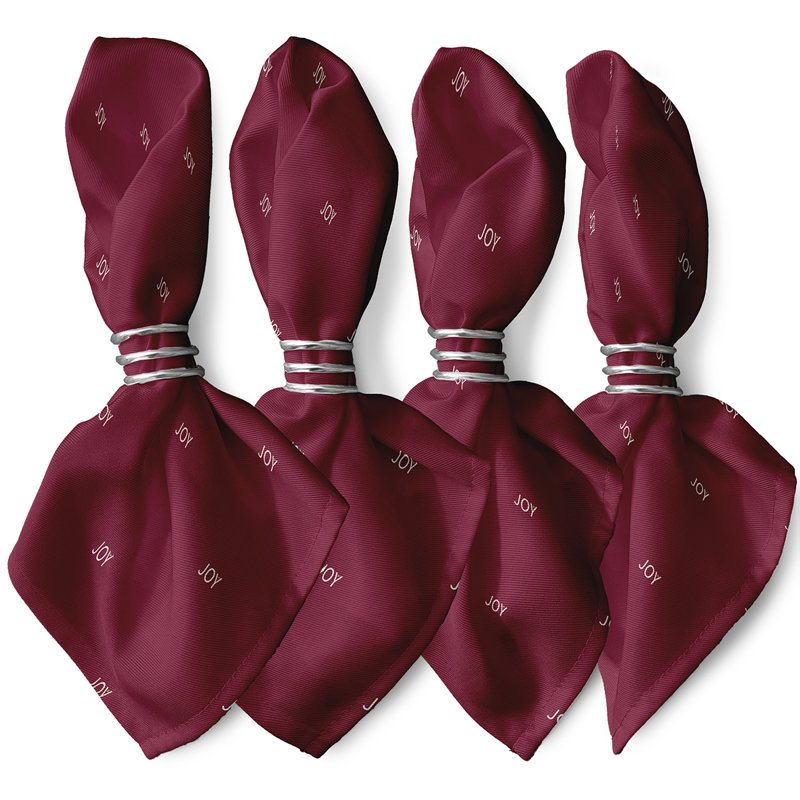 Ensemble de serviettes 4 pièces Cosima Joy, L 18 po x L 18 po, Canneberge / bourgogne