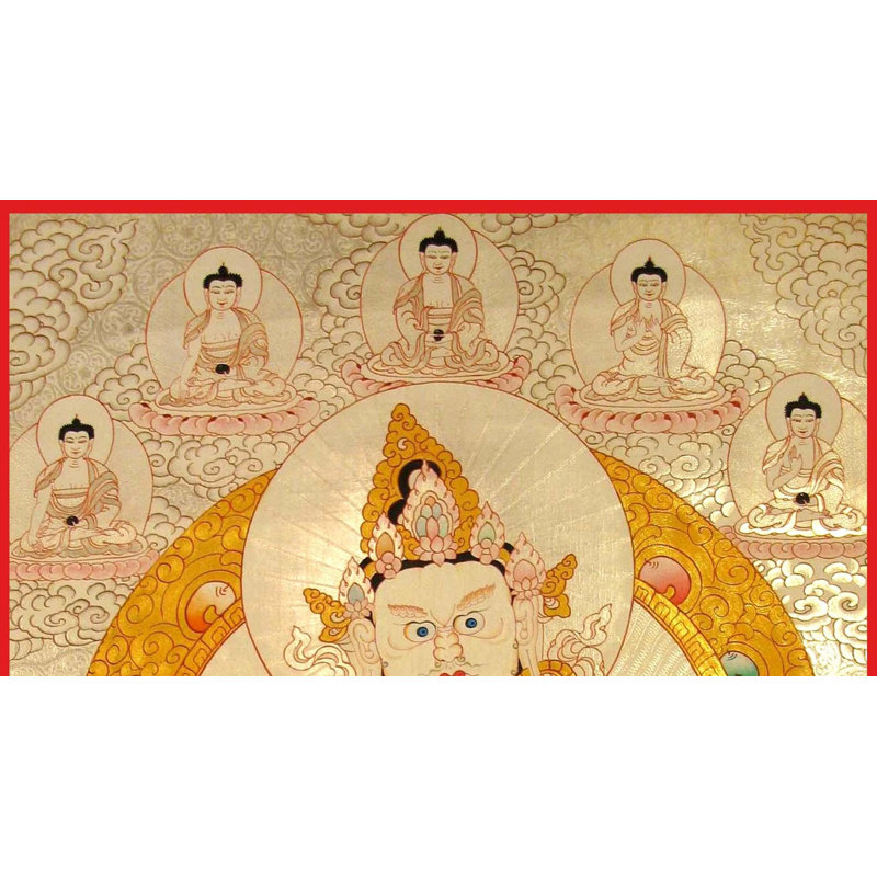Or et argent Dzambala Thangka (Brocadeless Thangka)