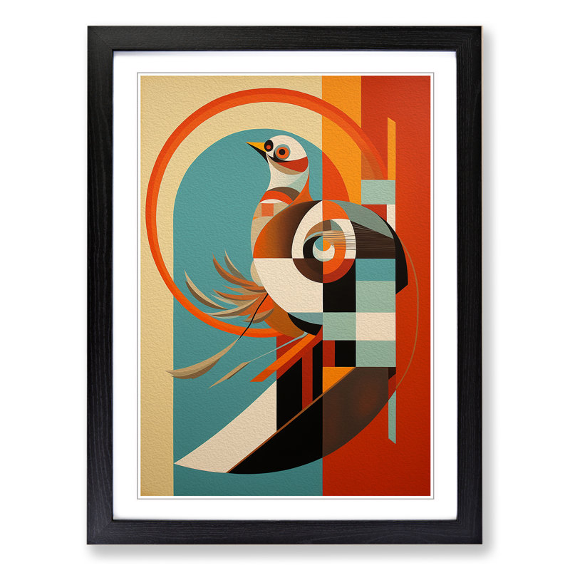 Partridge Constructivism - Single Picture Frame Print on Wood, Black Framed, 46cm H x 34cm W x 2cm D