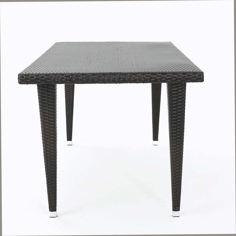 Ensemble de salle à manger 9 pièces en osier pour l'extérieur, grande table moderne en rotin de 73,50 po et chaises pour 8 pour patio, terrasse, cour arrière, porche, brun et noir
