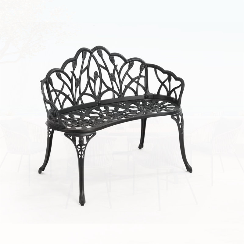Banc de jardin en métal, Noir, noir, noir, noir