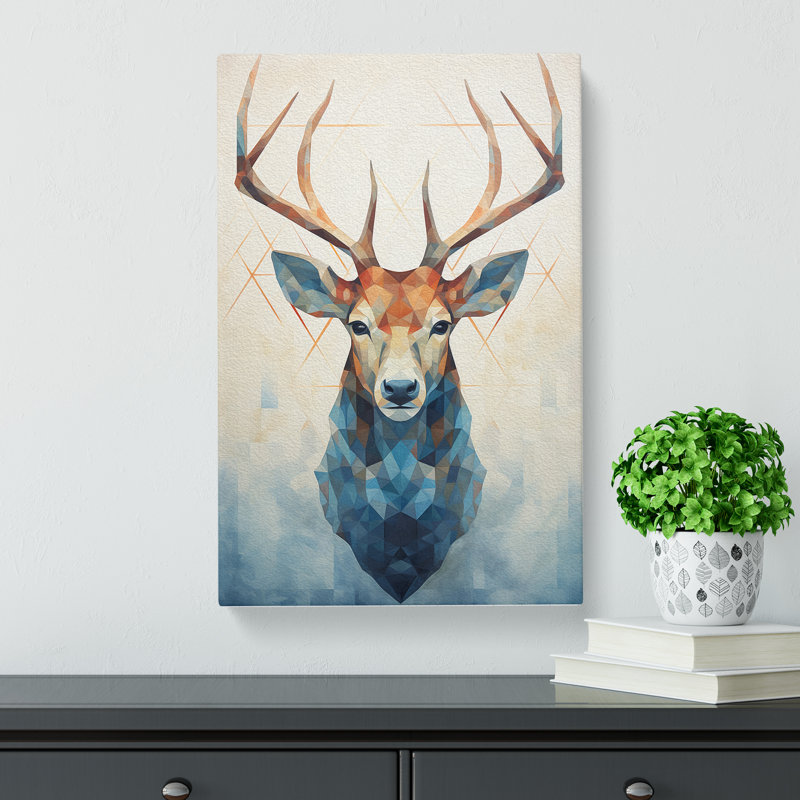 Stag Geometric - Wrapped Canvas, 50cm H x 35cm W x 3cm D