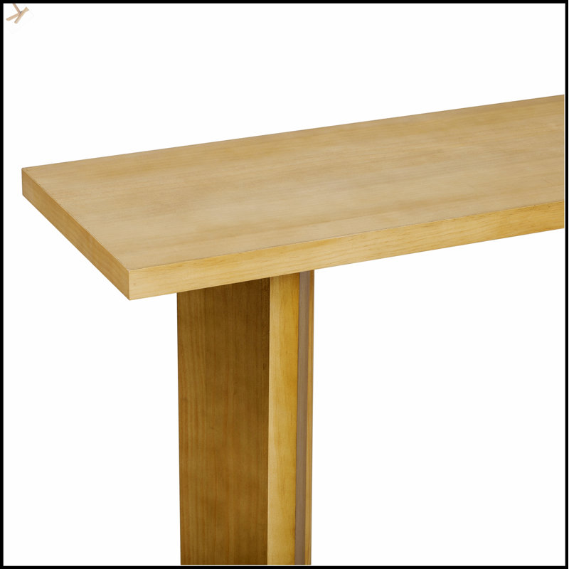 Stylish Console Table With Pine Veneer And Geometric Legs, Suitable For Living Room, Study And Dining Room, Natural